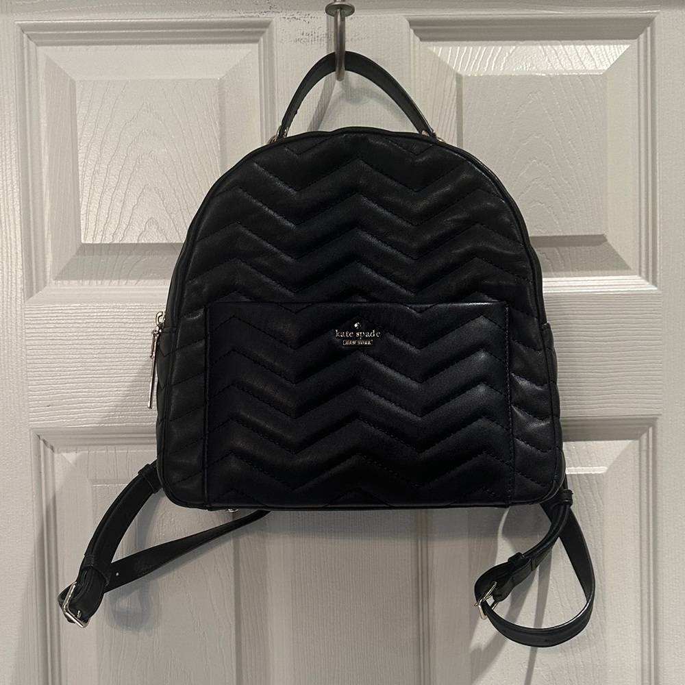 Kate Spade Black leather Chevron Backpack